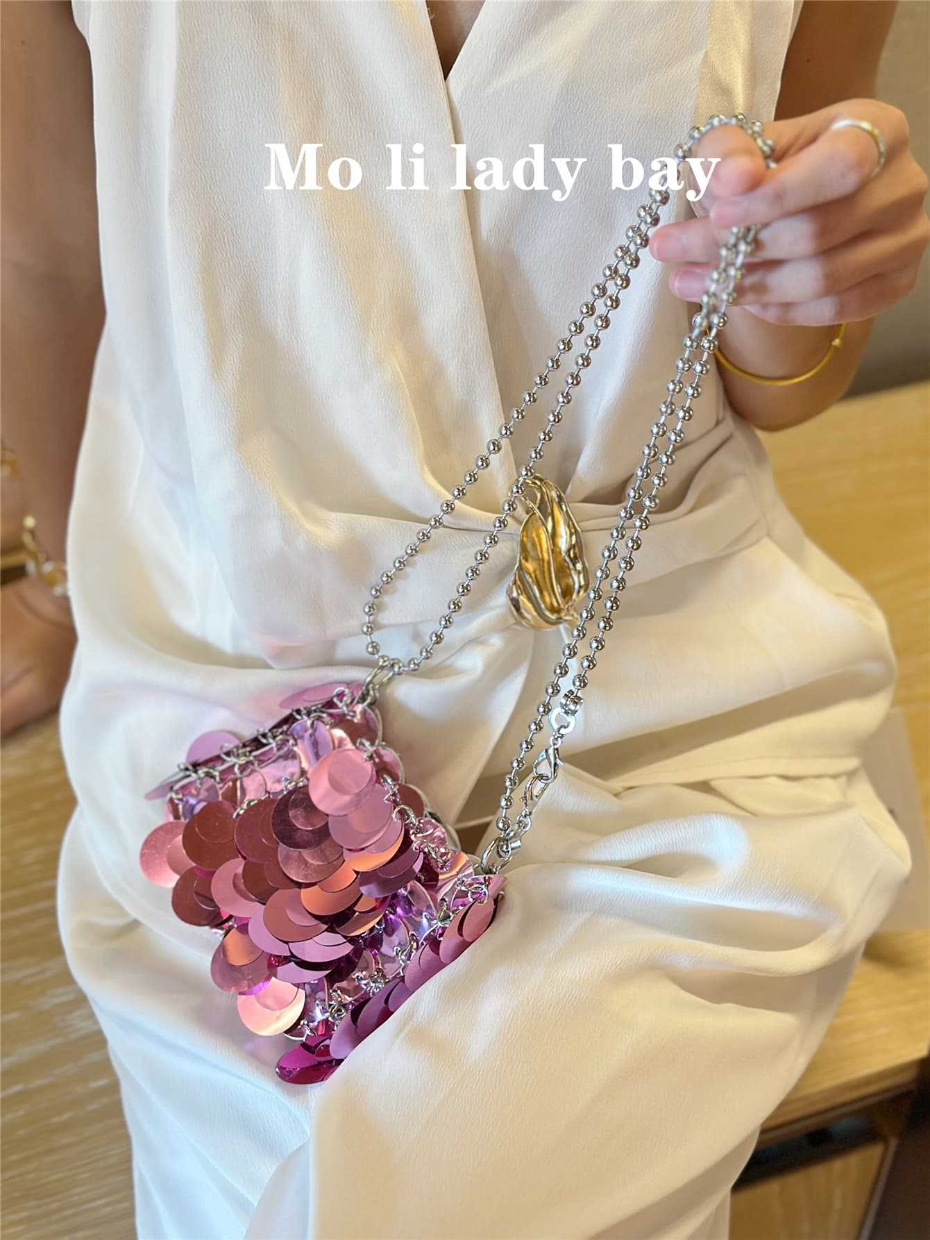Style Sequin Metal Design Handmade Tide Women's Messenger Bag