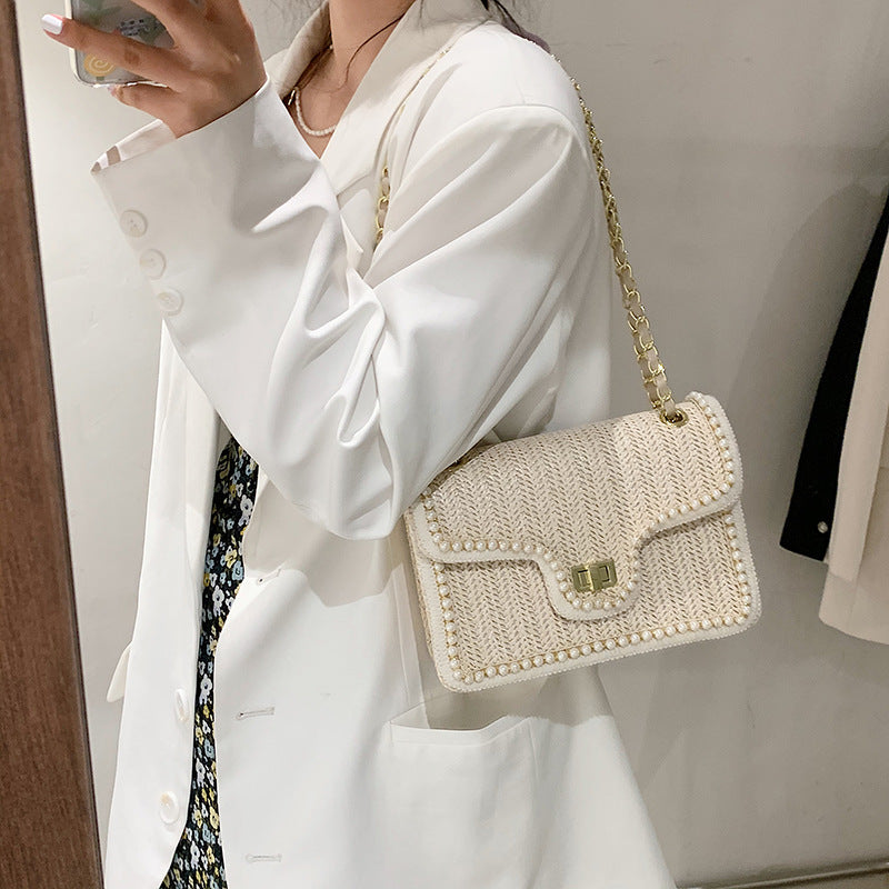 Pretty Women's Woven Summer Fashion Chain Small Square Bags