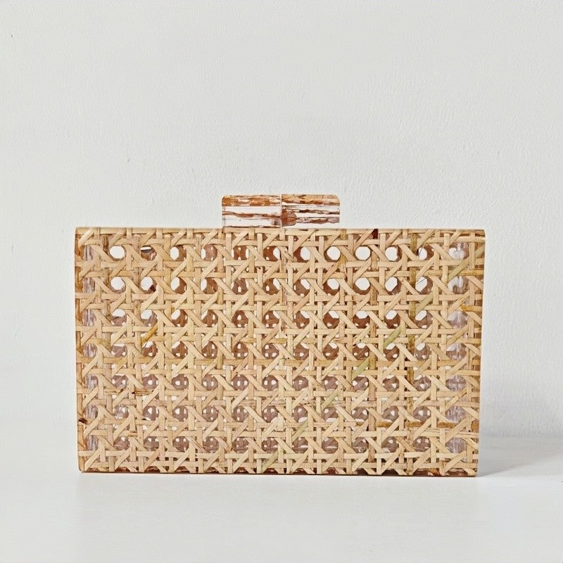 Vintage Rattan Fashion Acrylic Chain Clutch Bags