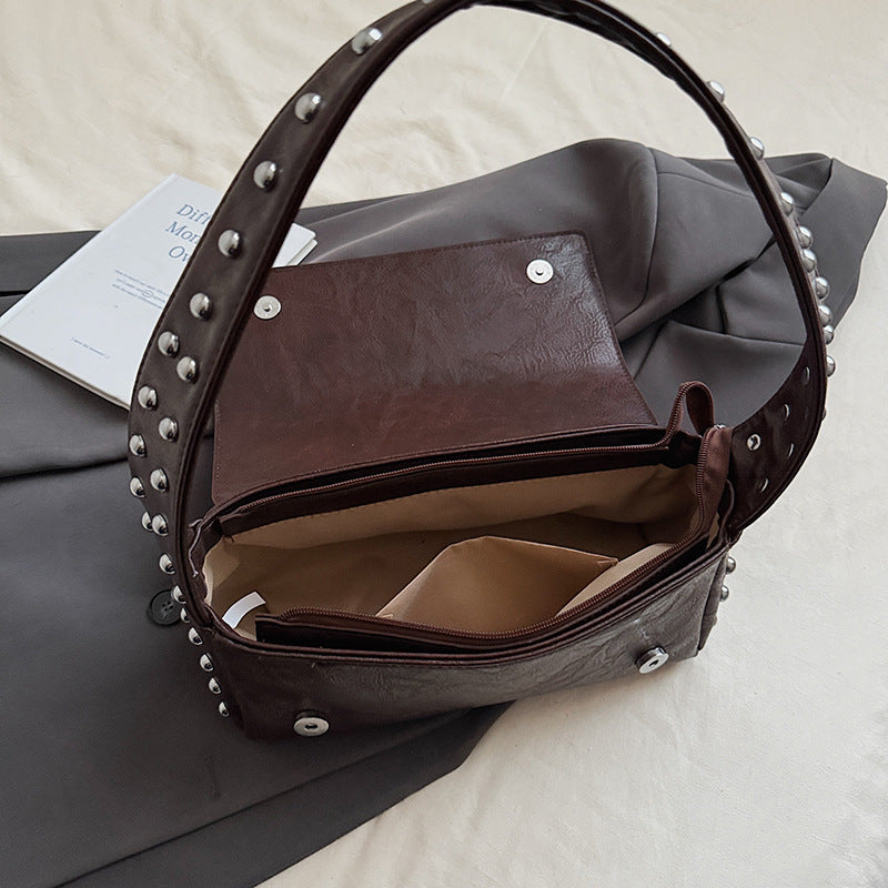 Women's Spring Retro Style Rivet Underarm Western Women's Shoulder Bag