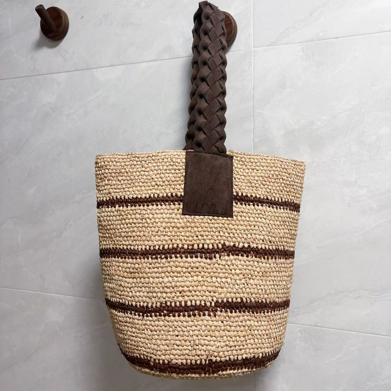 Women's Crocheting Raffia Striped Summer Seaside Holiday Women's Handbag
