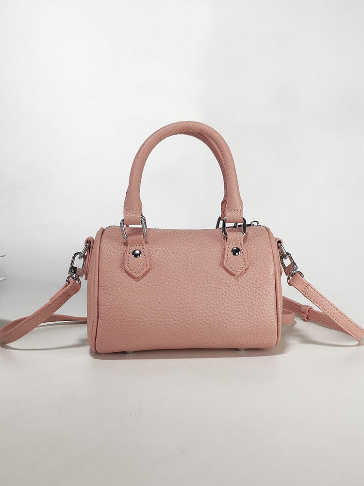Women's Advanced Texture Outing Genuine Leather Boston Pillow First Layer Cowhide Bags