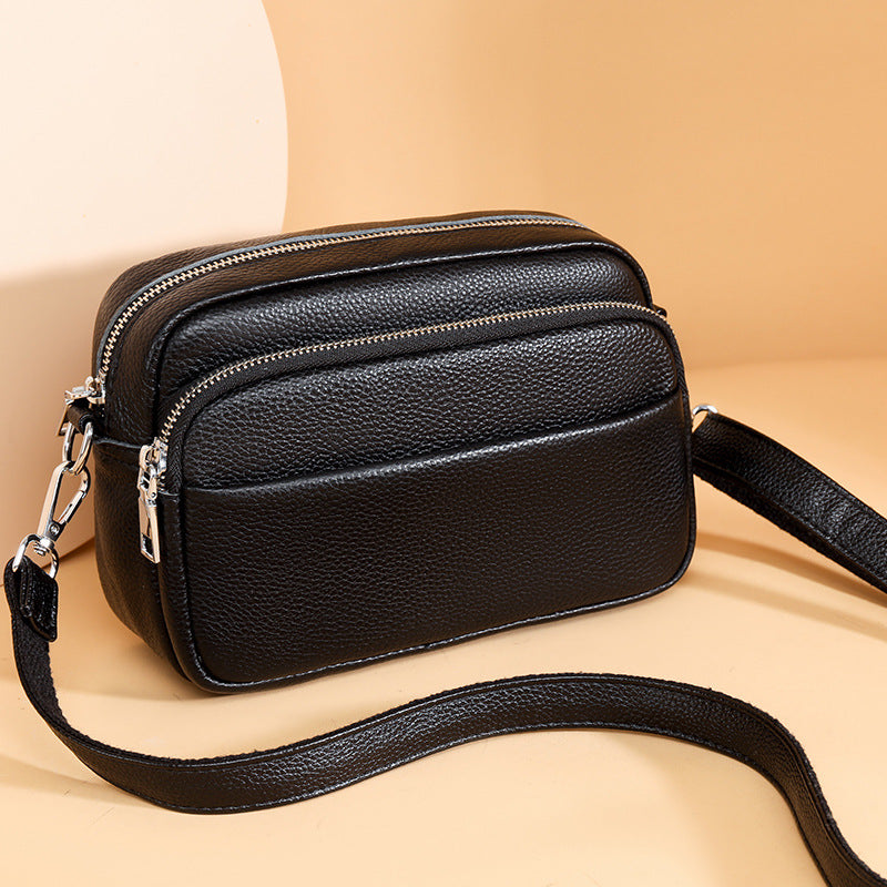 Women's Vintage Leather First Layer Cowhide Underarm Small Square Bag