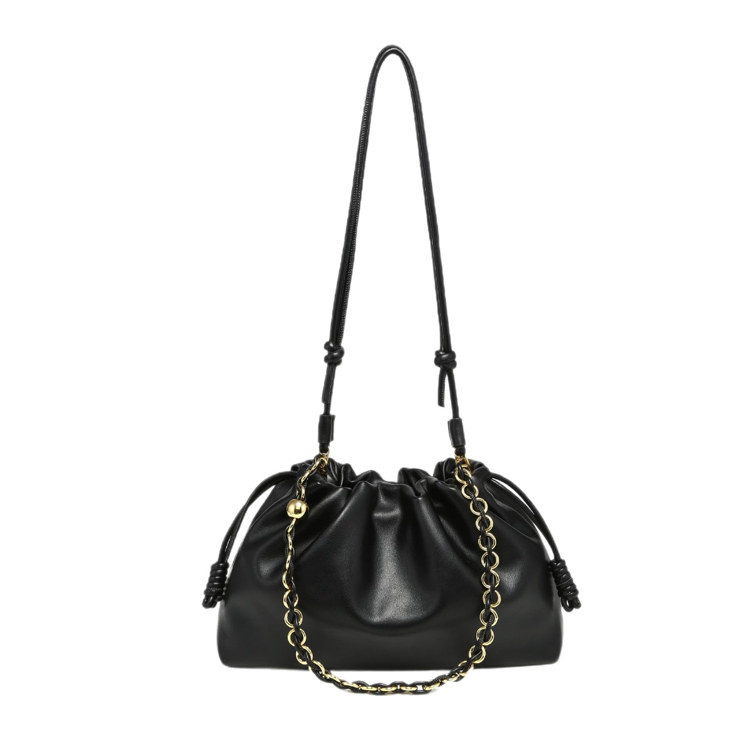 Lucky Pleated Drawstring Dumpling Shape Chain Women's Shoulder Bag