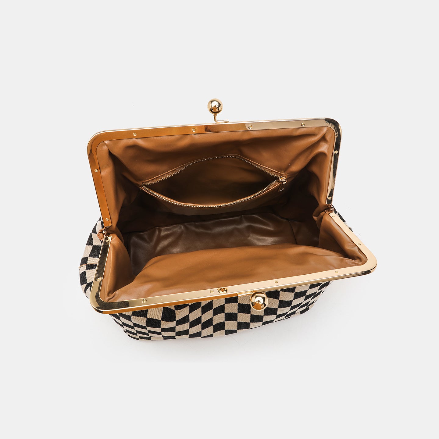 Women's Luxury Minority Design Clip Chessboard Lattice Dinner Large Women's Clutch