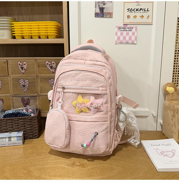 Gentle Candy Color Texture Junior Lightweight Commuter Leisure Backpack