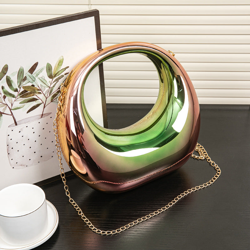 Cool Crescent Gold Sier Makeup Acrylic Dinner Bag