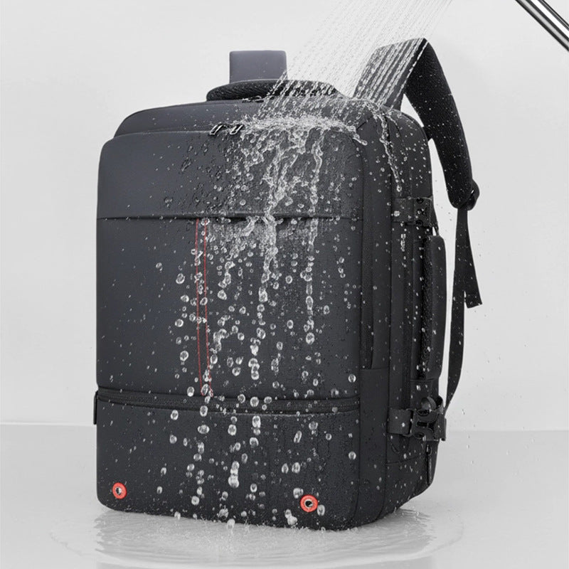 Men's Scalable Large Capacity Computer Black Commuter Business Backpack
