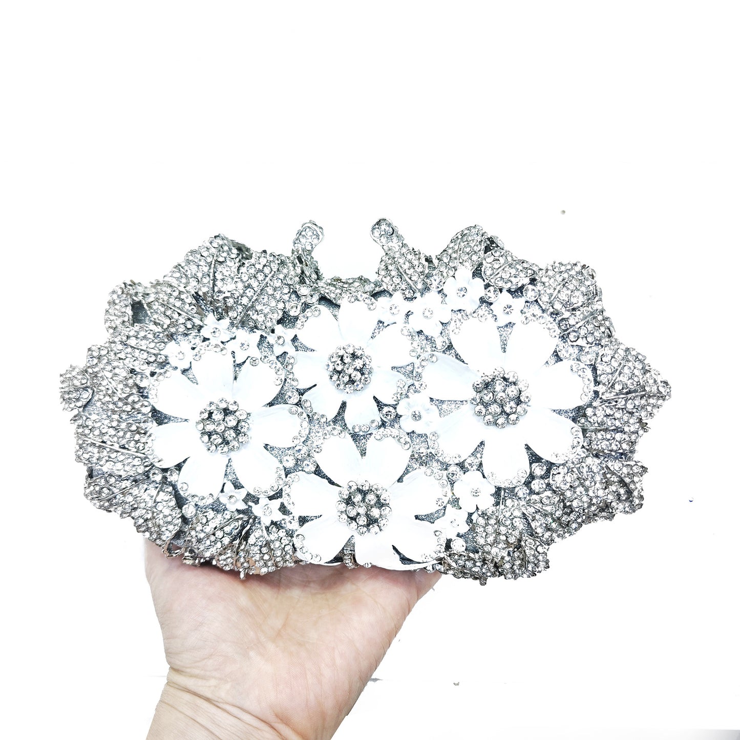 Glaze Flowers Diamond Hollow Metal Hard Box Crystal Bags