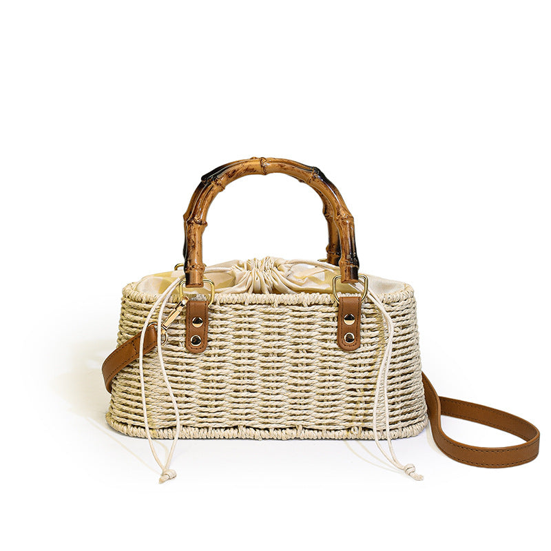 Artistic Idyllic Style Straw Hand Commuter Large Bags