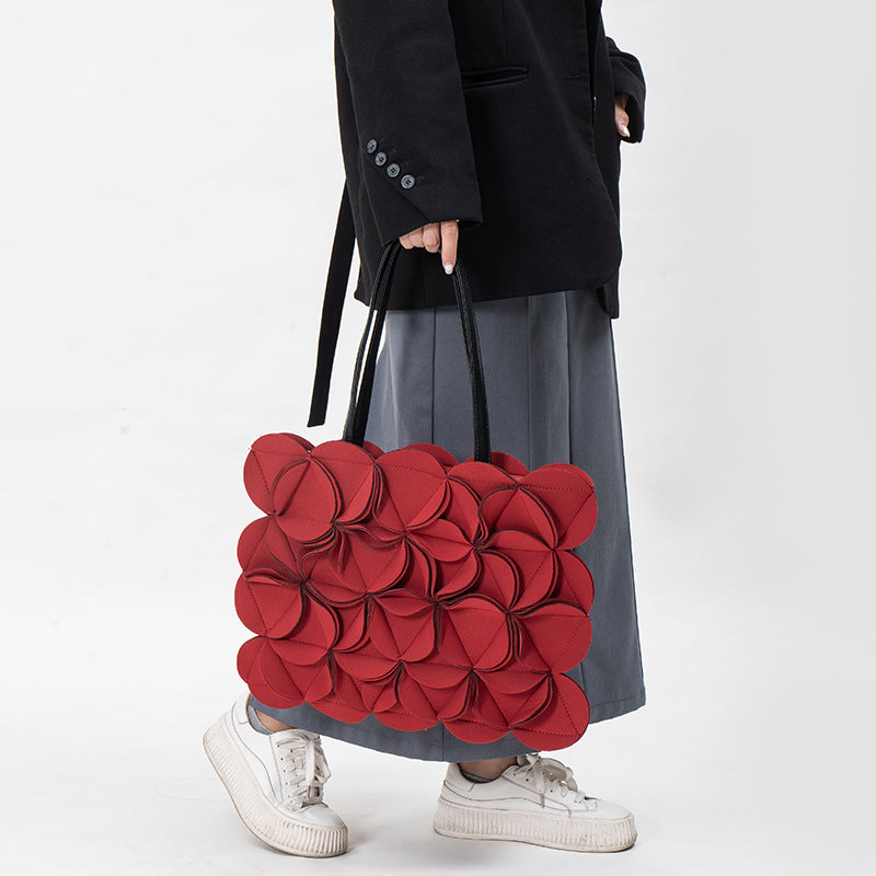 Women's Design High-grade Stitching Three-dimensional Flower Fashionable Women's Shoulder Bag