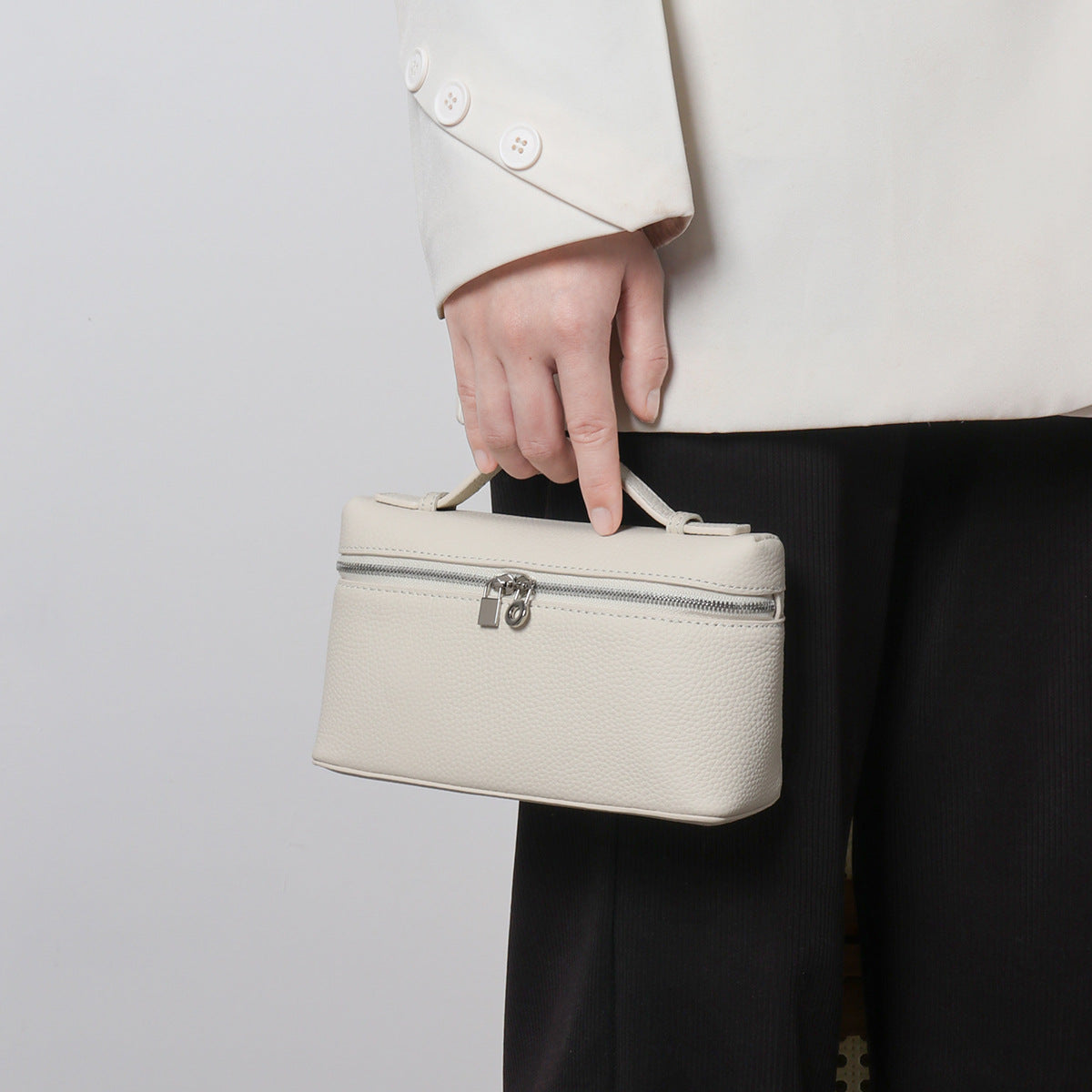 Women's Layer Cowhide Lunch Box Genuine White Women's Leather Bag