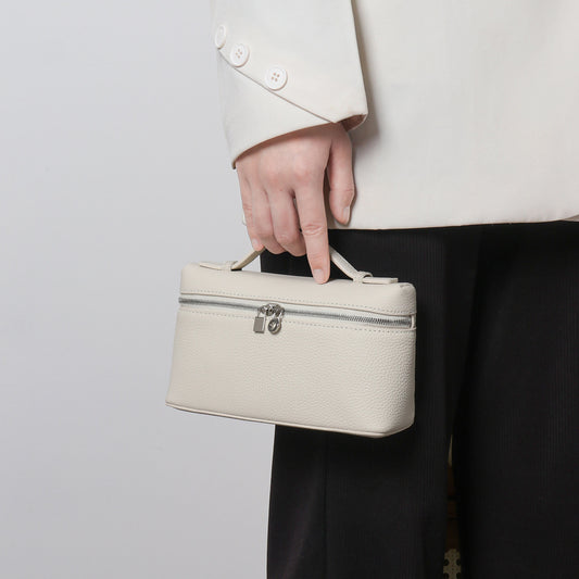 Women's Layer Cowhide Lunch Box Genuine White Women's Leather Bag