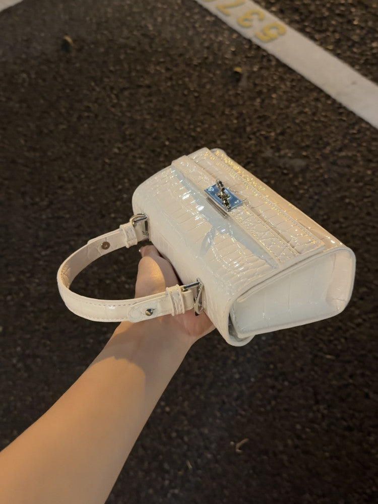 Women's Korean Style French Stick Alligator Print Summer Small Square Bag