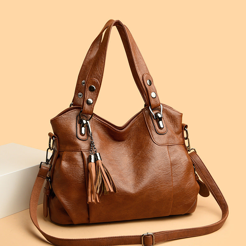 Women's Classic Washed Sheepskin Tassel Texture Good Women's Messenger Bag
