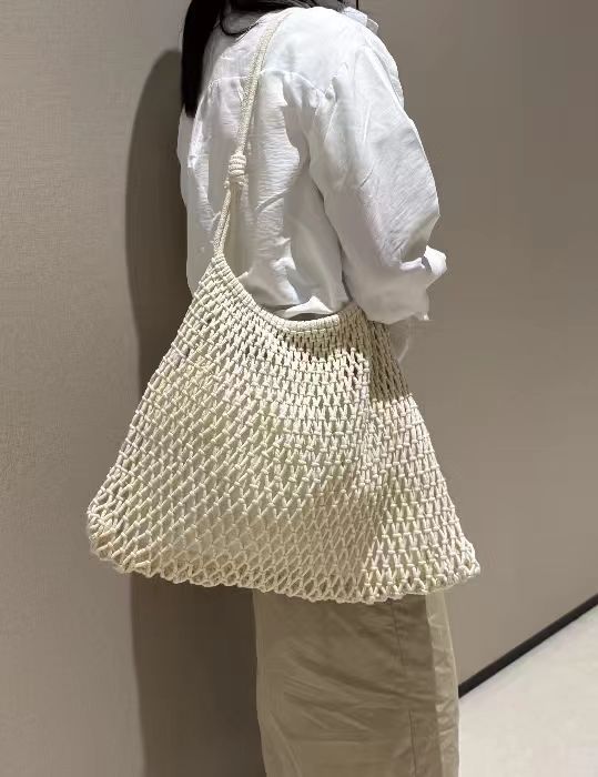 Hand-woven Fishing Net Hollow Mesh Large Capacity Totes Bags