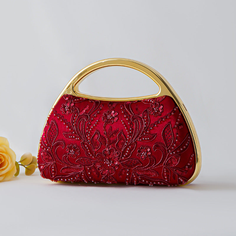 Pearl Embroidery Cheongsam Clutch Embroidered Banquet Bridal Dinner Bag