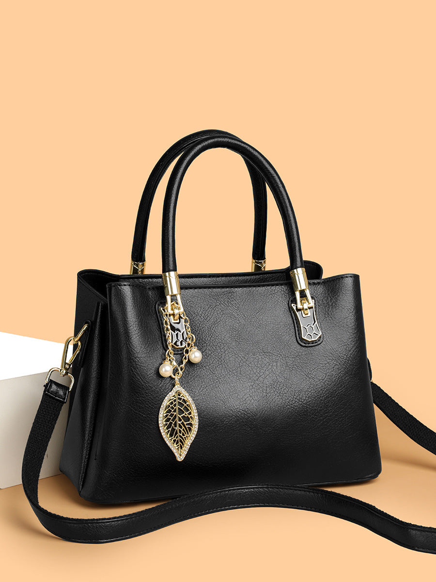 Women's Luxury Fashion Oily Leather Solid Color Women's Handbag