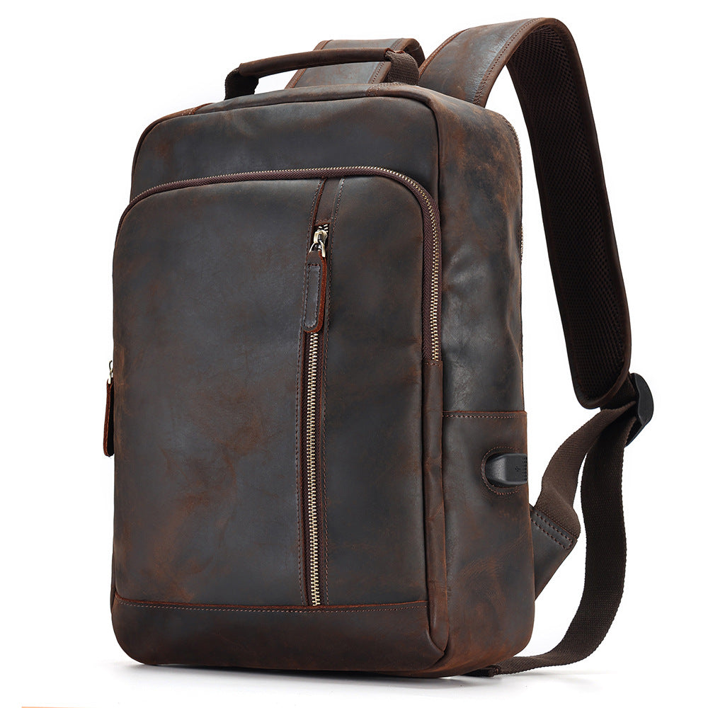 Men's Horse Leather Large Capacity Business Inch Universal Backpack