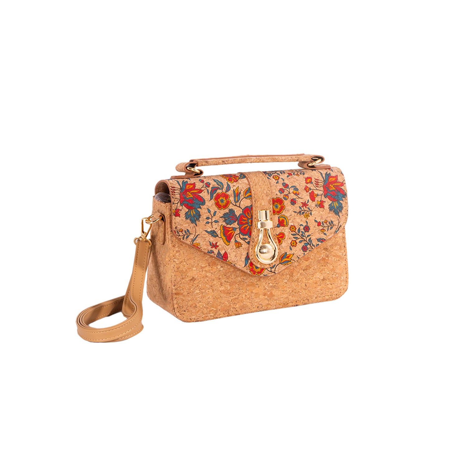 Women's Style Cork Tree Leather Wooden Inside Outside Women's Shoulder Bag