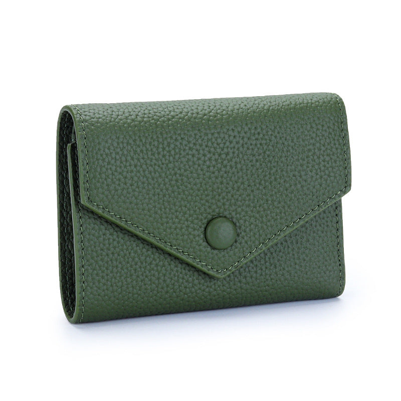 Women's Leather Short Simple Folding First Layer Cowhide Fashion Ladies Wallet