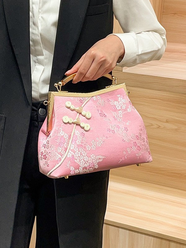 Women's Chinese Satin Pattern Chain National Fashion Coin Purses
