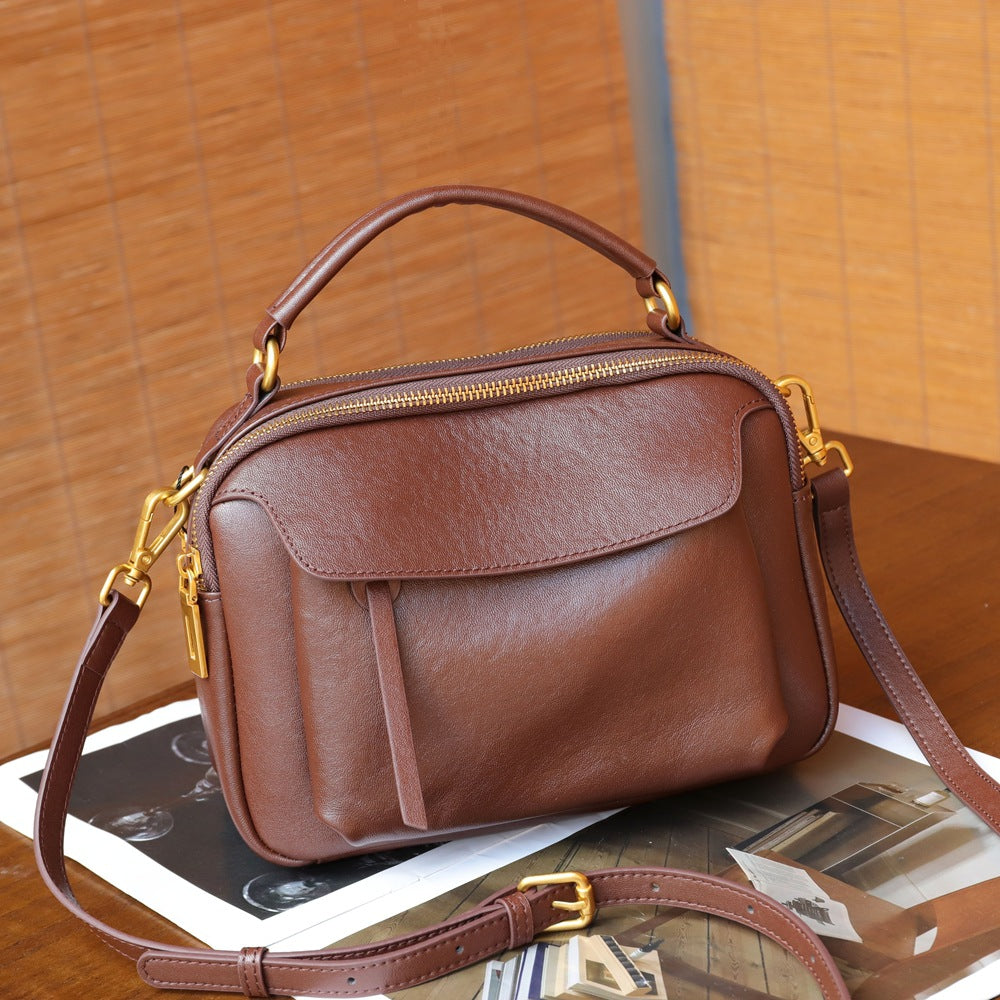 Women's Boston Vintage Top Layer Crystal Vegetable Women's Messenger Bag