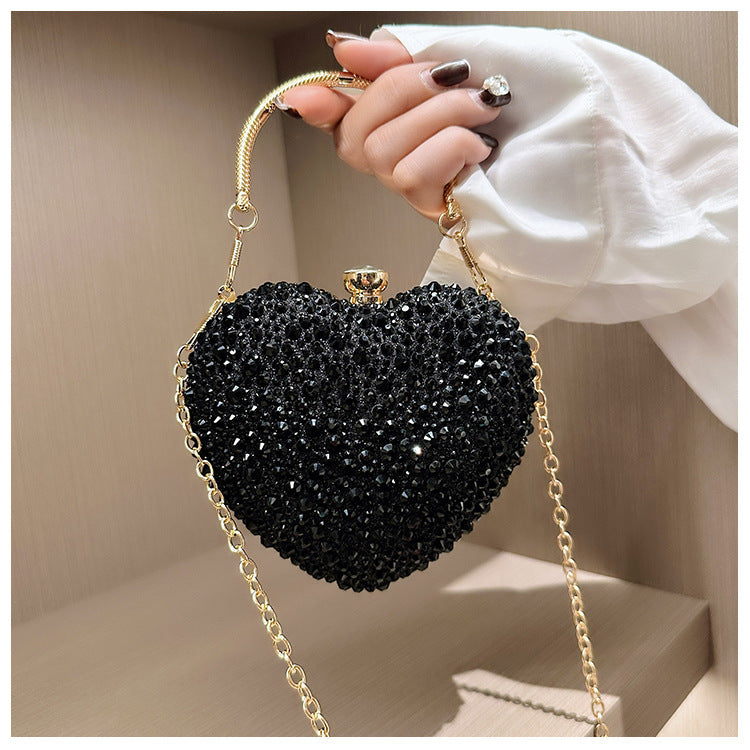 Women's Heart Shape With Diamond Acrylic Dinner Women's Messenger Bag