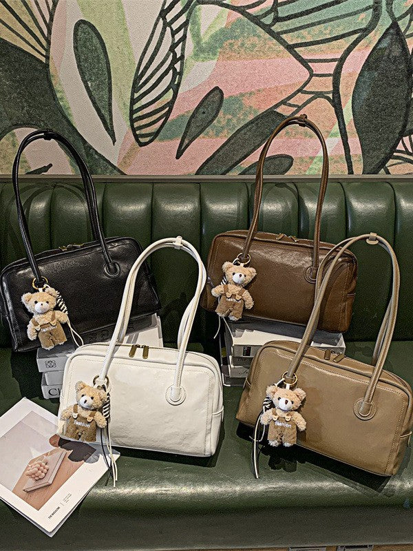 Women's Genuine Leather High-grade Baguette Trendy Boston Pillow Bags