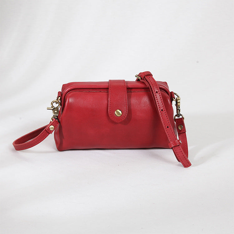 Women's Genuine Leather First Layer Cowhide Clip Bags