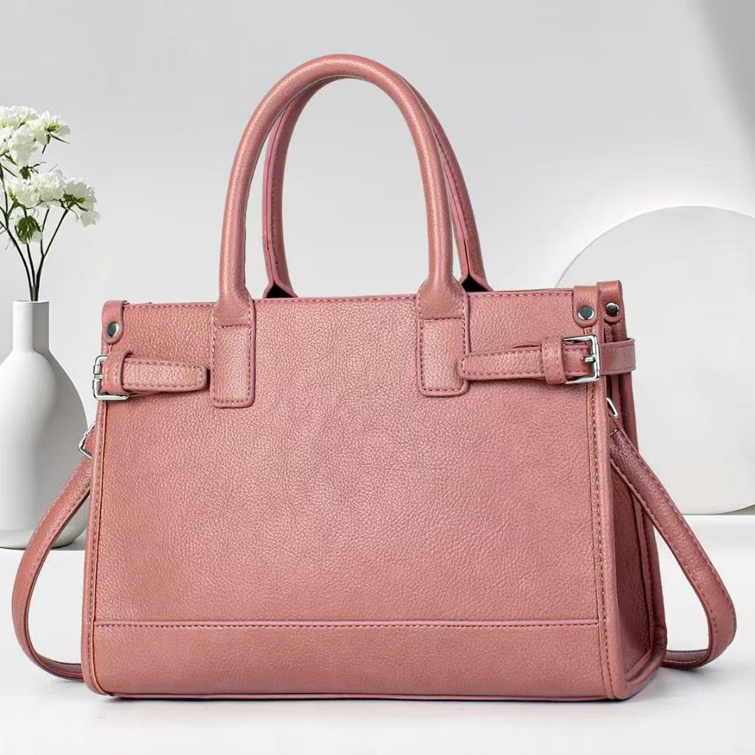 One Mom Solid Color Retro Trendy Large Women's Handbag