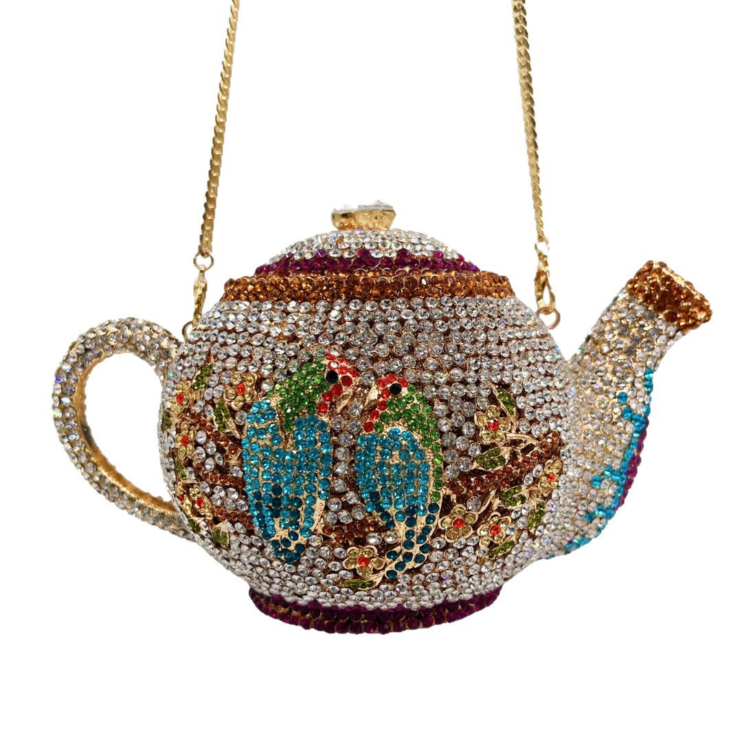 Women's Full Diamond Teapot Style High-grade Light Luxury Banquet Party Meeting Dinner Bag