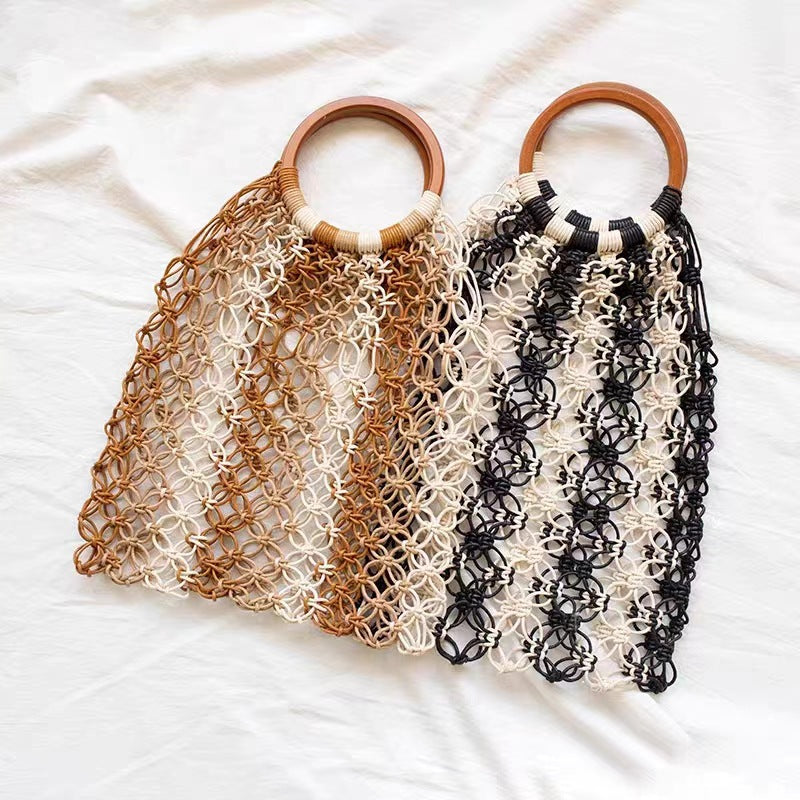 Round Wax Rope Hand-woven Hand Series Women's Handbag
