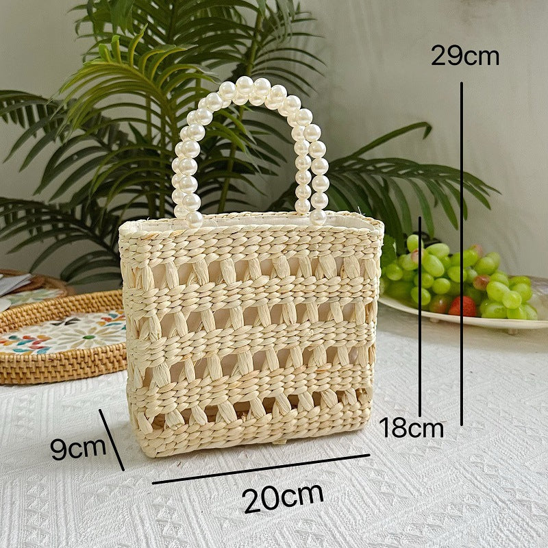 Women's Vietnam Handmade Woven Hollowed Straw Vacation Style Vegetable Women's Handbag