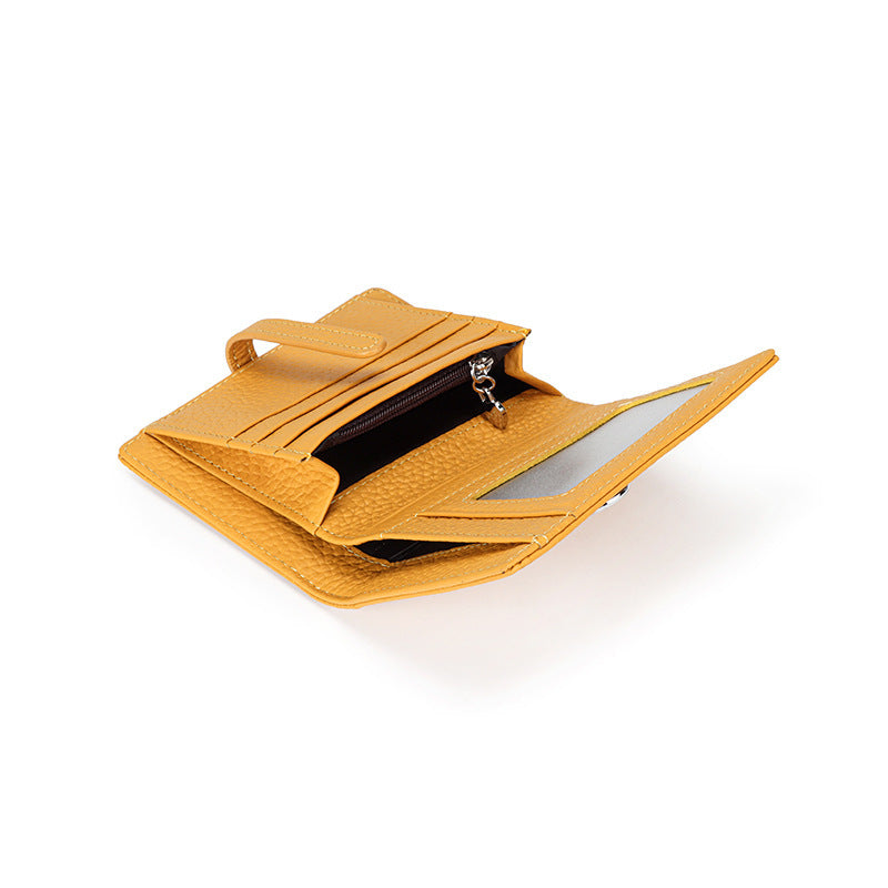 Women's First Layer Cowhide Short Trendy Genuine Leather Coin Purses