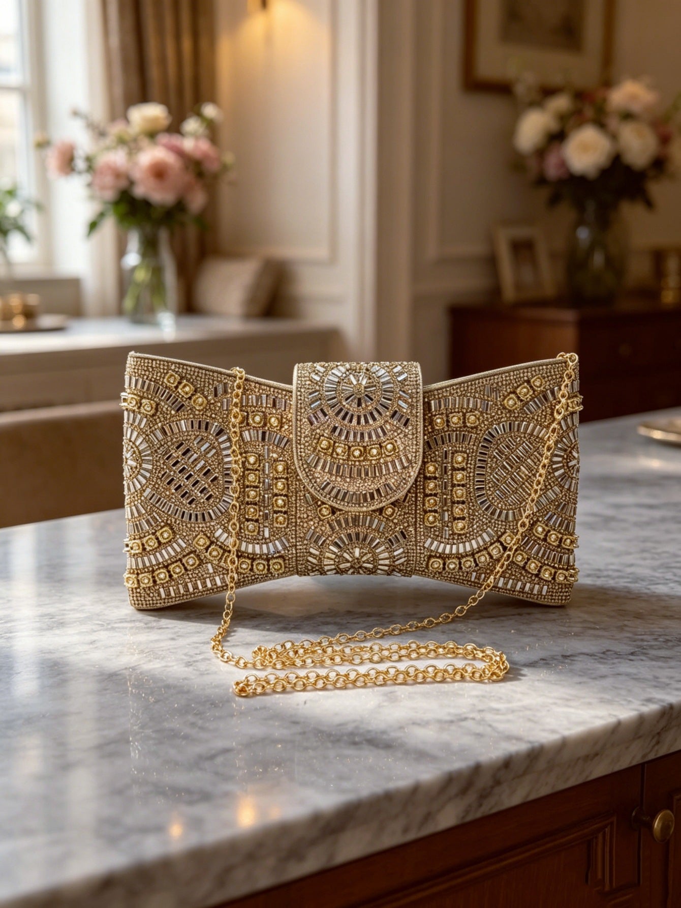 Durable Cool Beaded High-grade Clutch Butterfly Dinner Bag