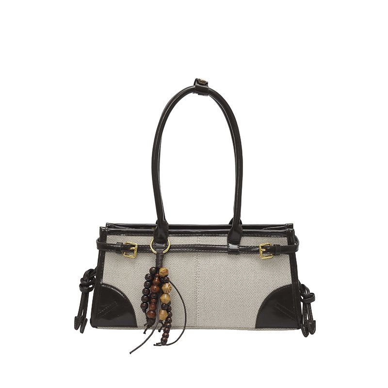 Women's Canvas Contrast Color Stitching Leather Lighter Car Style Daily Women's Handbag