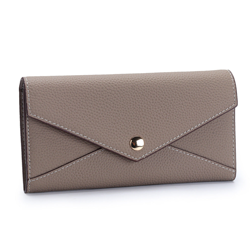 First Layer Cowhide Long Large Capacity Ladies Wallet