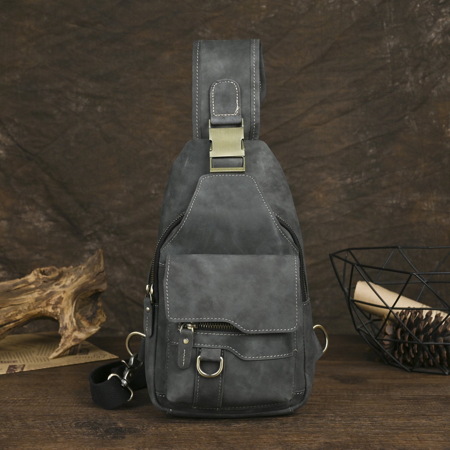 Men's Top Layer Crazy Horse Skin Cowhide Retro Bags