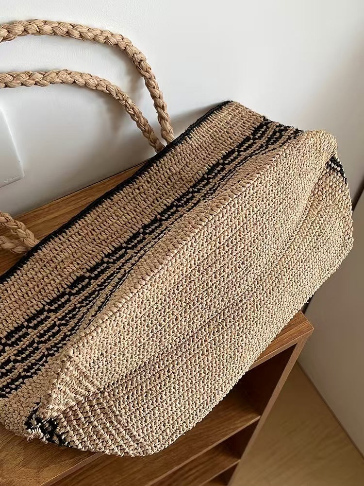 Raffia Hand-woven French Retro Portable Holiday Small Square Bags