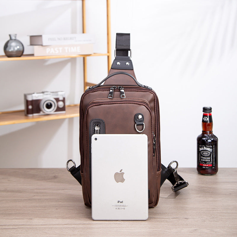 Stylish Men's Fashion Crazy Horse Leather Men's Shoulder Bags