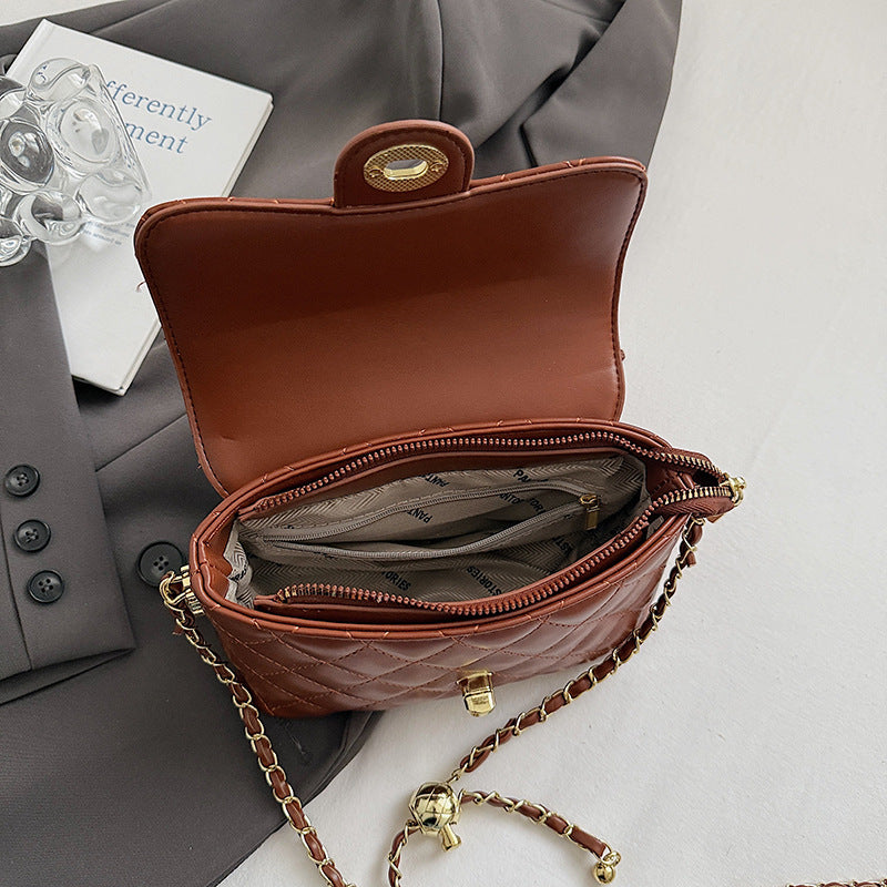Women's Good-looking Embroidery Thread Rhombus Chain Simple Fashion Women's Shoulder Bag
