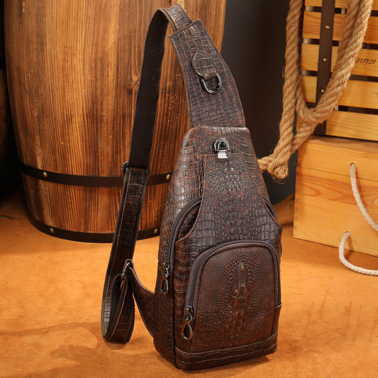 Men's Business Commute Korean Style Crocodile Pattern Men's Chest Bag