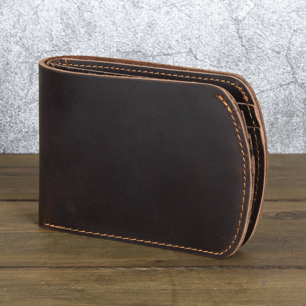 Men's Craft Leather American Gold Clip Horizontal Top Layer Cowhide Crazy Men's Wallet