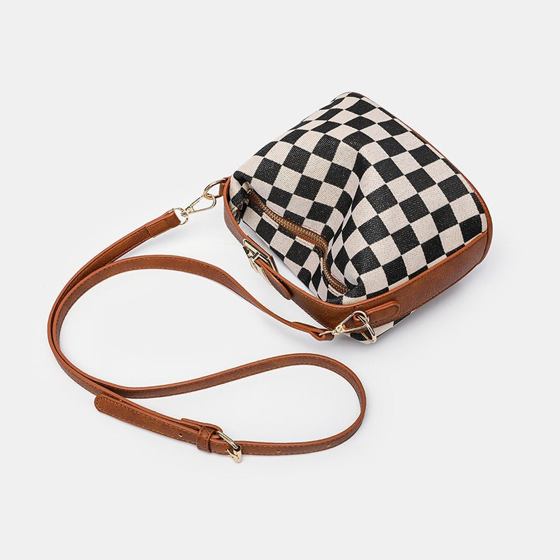 Women's Plaid Lunch Box Design Simple Retro Small Square Bags