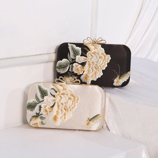 Women's Embroidery Chinese Style Cheongsam Matching Dresses Butterfly Flower Clutch Bags