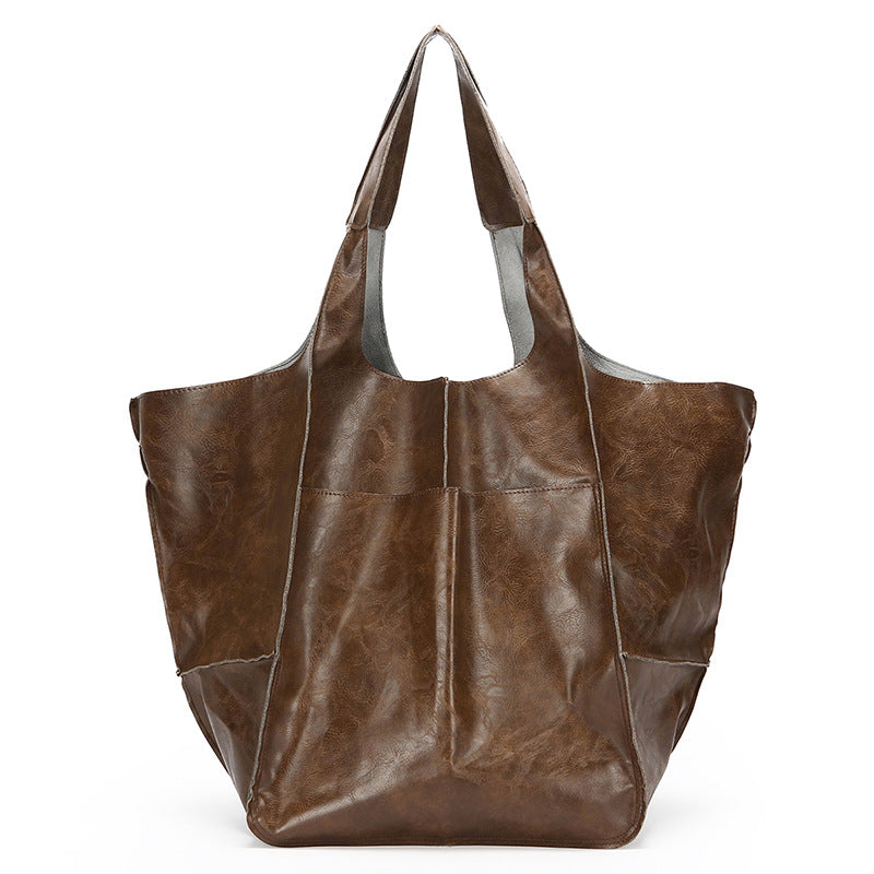 Women's Retro Crazy Horse Leather Simple Large Capacity Women's Shoulder Bag