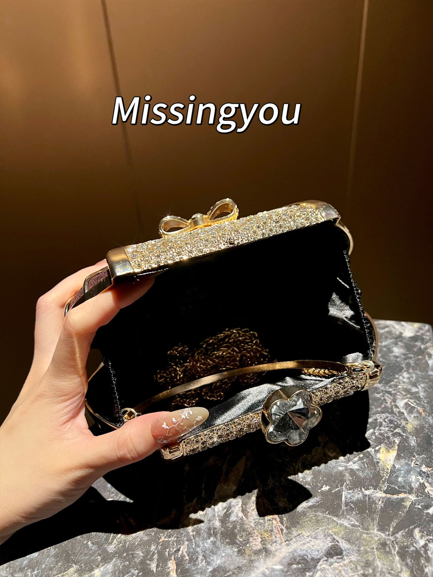 Fashion Exquisite Versatile Chain Bow Niche Dinner Bag