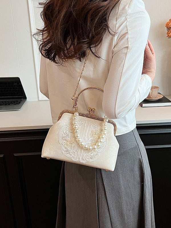 Chinese Style Embroidery Niche Pearl Hand Han Clothing Clutch Women's Handbag