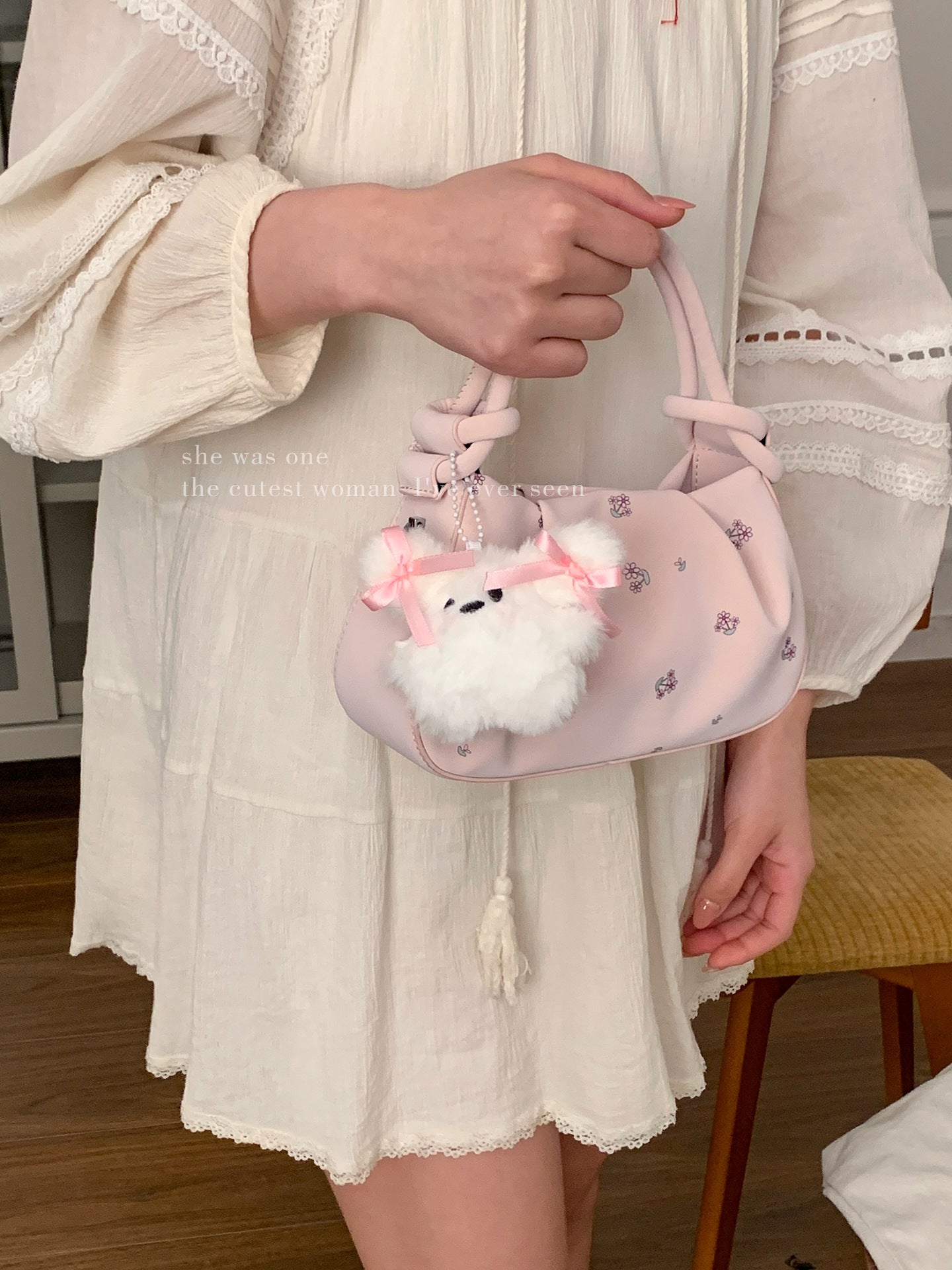 Women's Korean Style Fashion Carrying Flower Print Small Square Bag